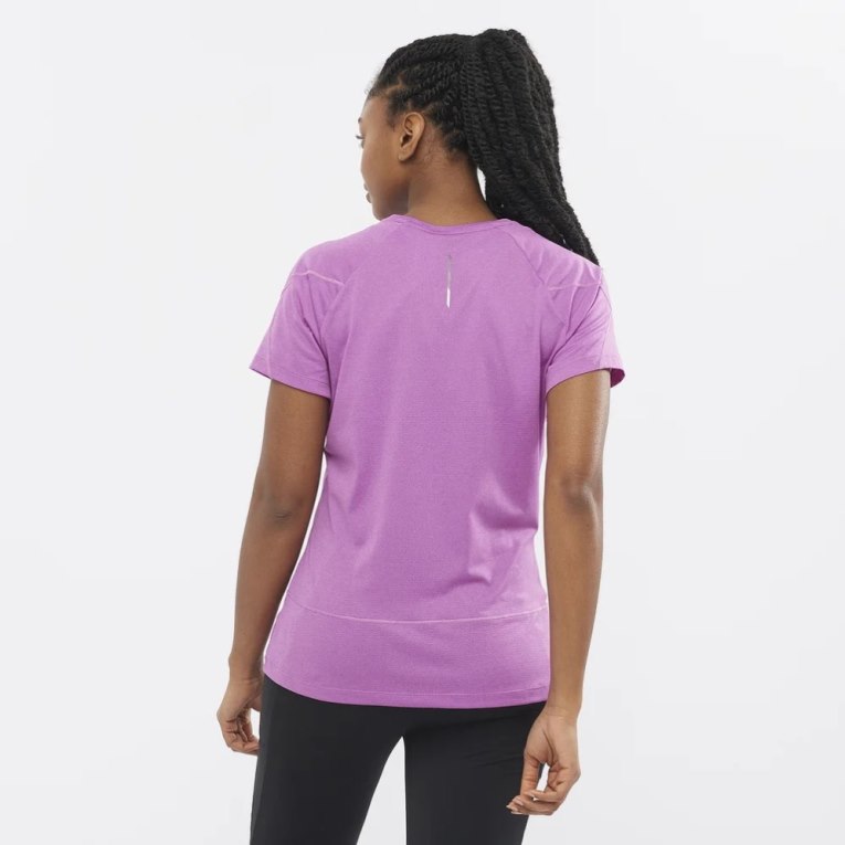 Salomon Cross Run Short Sleeve Women's T-Shirts Lavender | CA 16O70